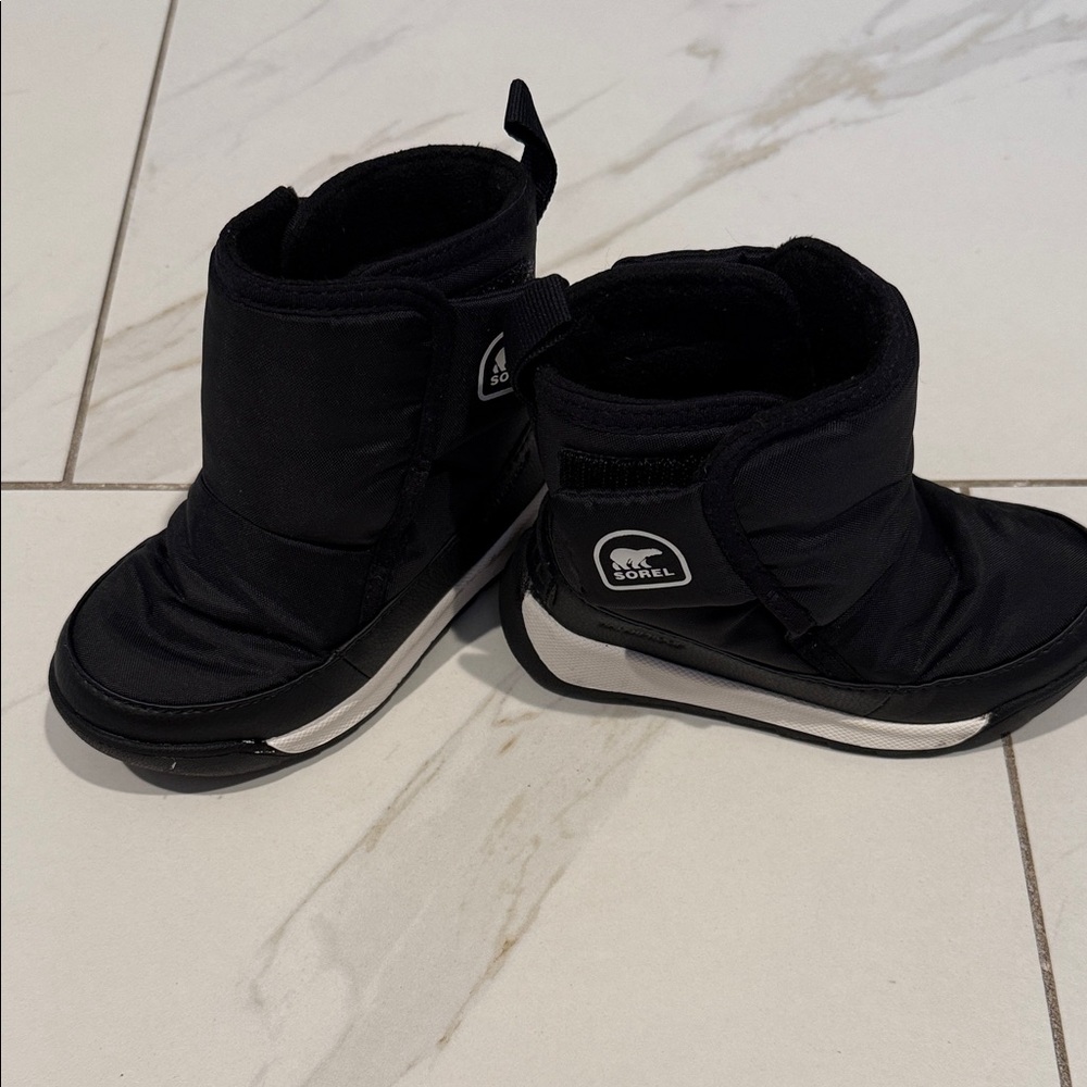 Sorel Black and Gray Kids Snow Boots